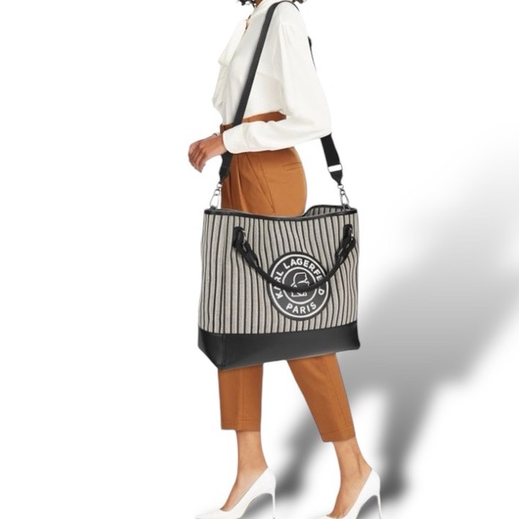Karl Lagerfeld Large Striped Crossbody - Picture 2 of 16